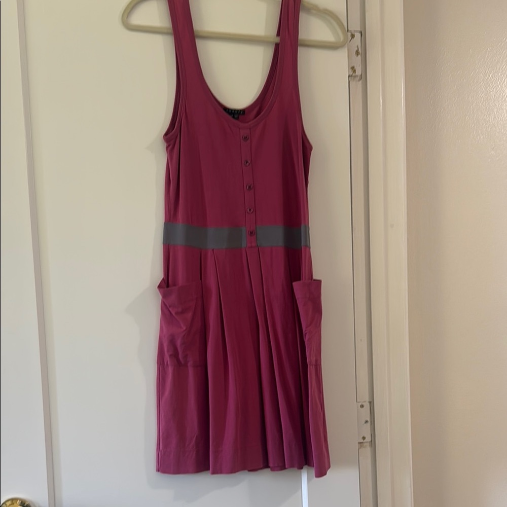 Pink Sleeveless Dress with Button Detail